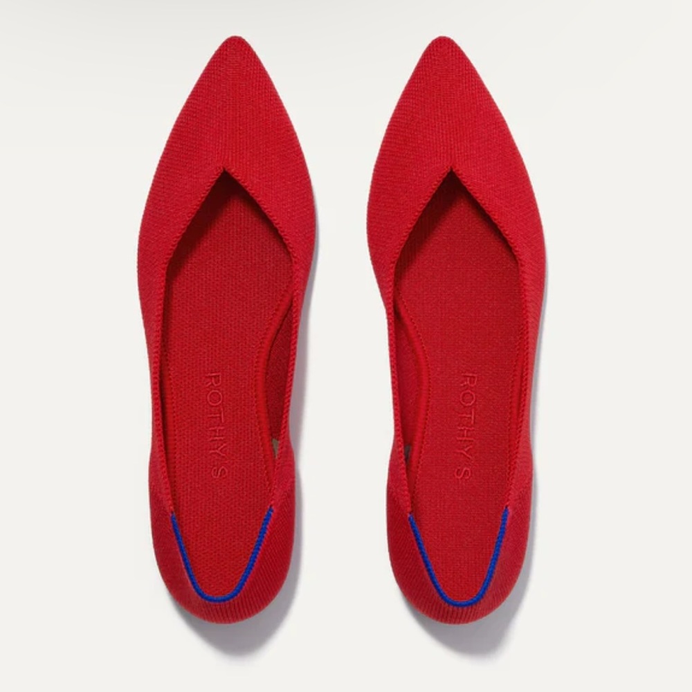 Rothy’s The Point Shoes in Bright Red